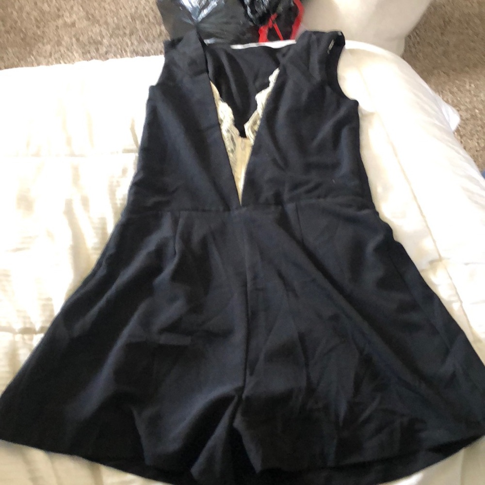 Bar lll black romper lace back